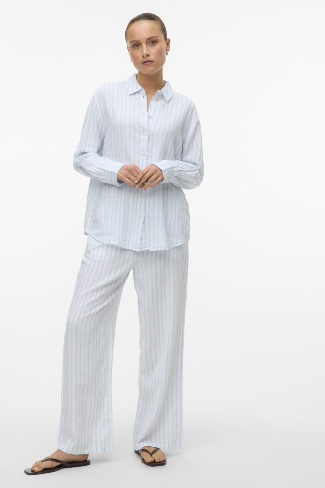 VMLINN LS SHIRT WVN NOOS 10305085 SNOW WHITE/AIRY BLUE